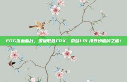 EDG浴血奋战，艰难取胜FPX，荣登LPL排行榜巅峰之巅！