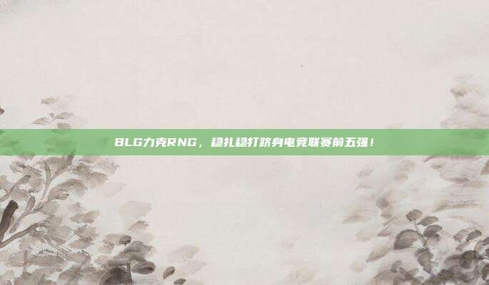 BLG力克RNG，稳扎稳打跻身电竞联赛前五强！